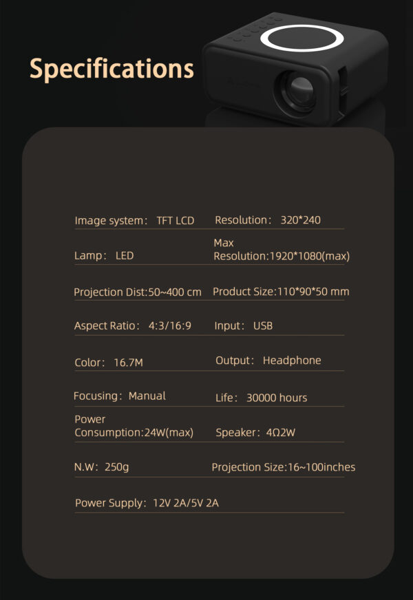 Wired/Wireless Mini Projector - Image 13